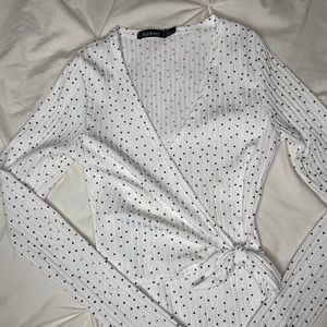 Boohoo Polkadot Long Sleeve Bodysuit